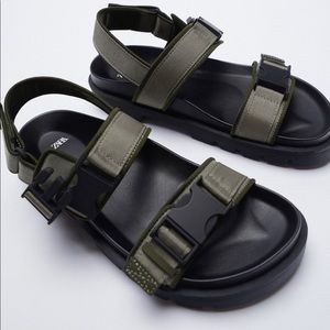 Zara Tech-wear/Streetwear Buckle Strappy Sandals [LAST ONE]
